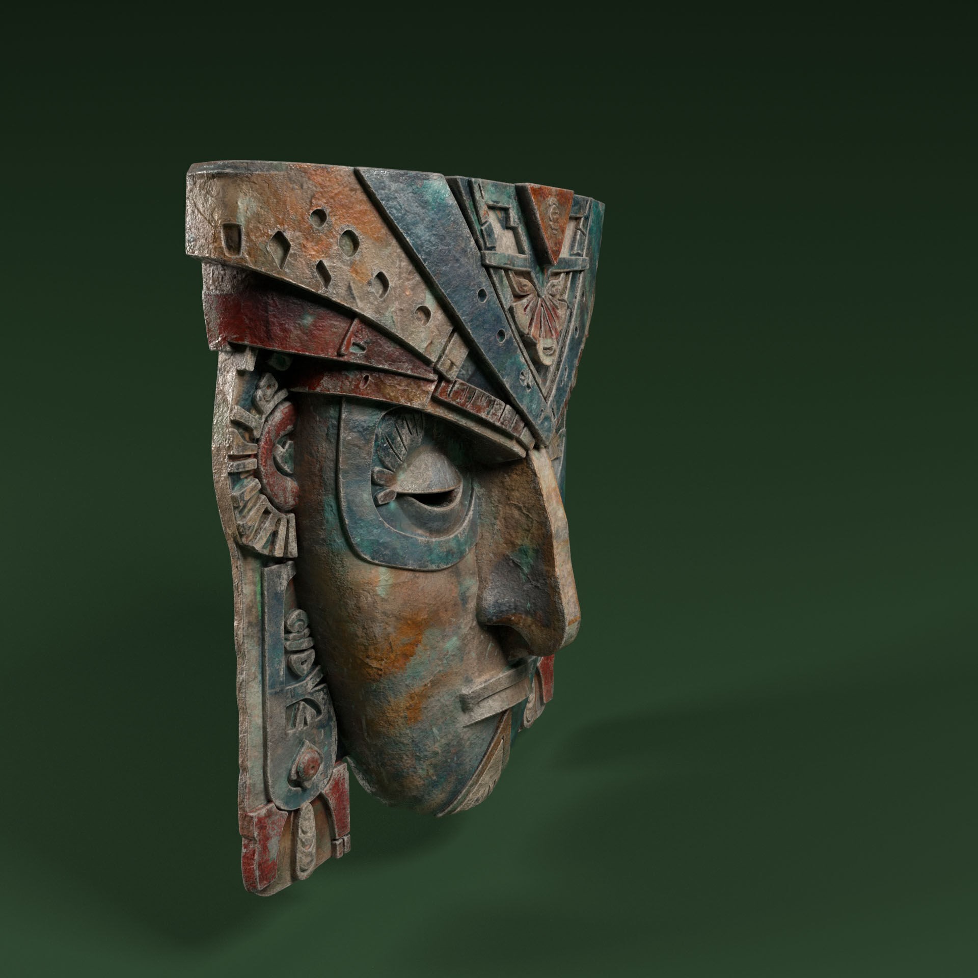 Maya Ceremonial Masks Pack D Low-poly 3D model_29