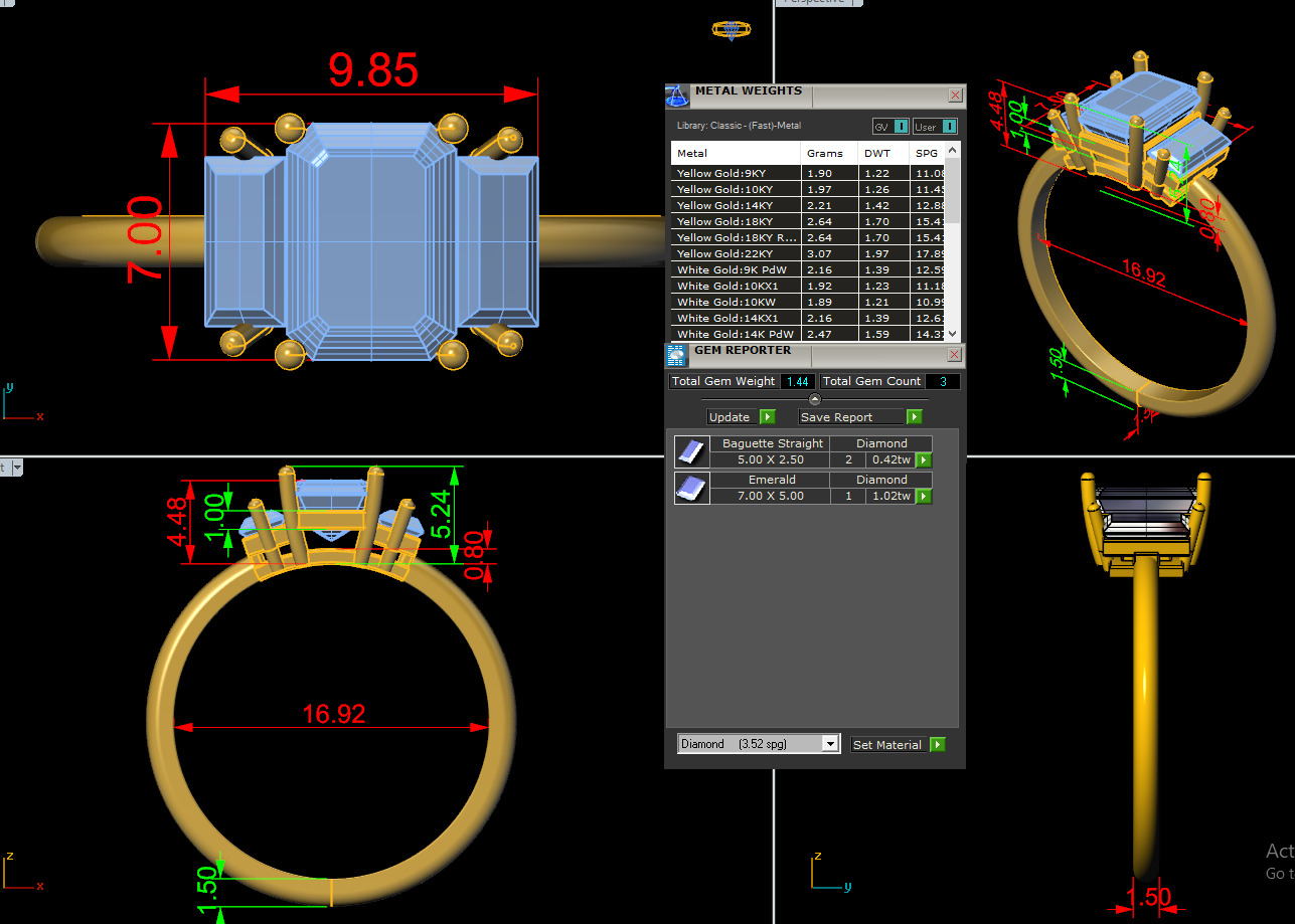 EMERALD DIAMOND RING -CAD-036 3D model_13