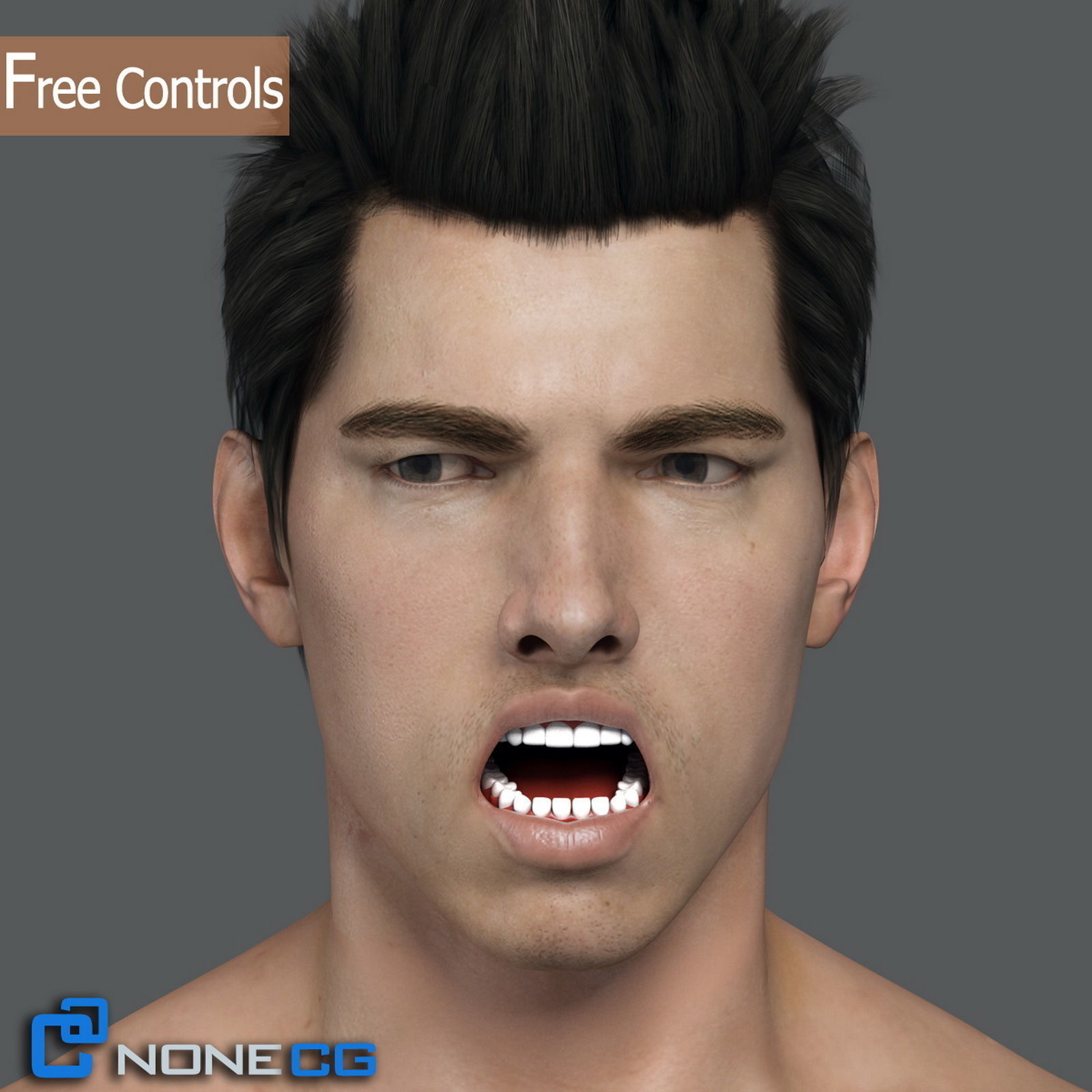 Adult Male Head Rigged 3D model_4
