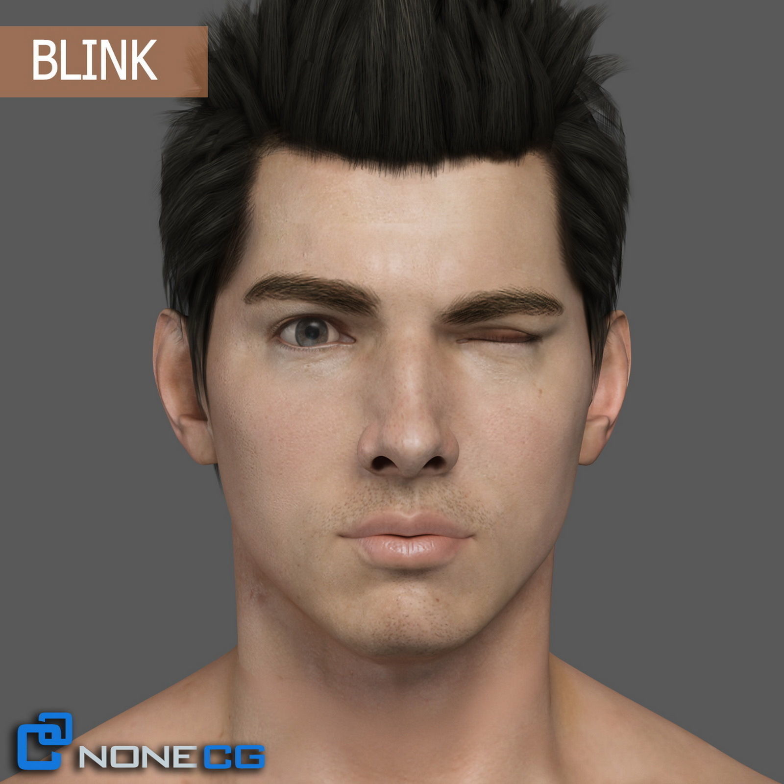Adult Male Head Rigged 3D model_6