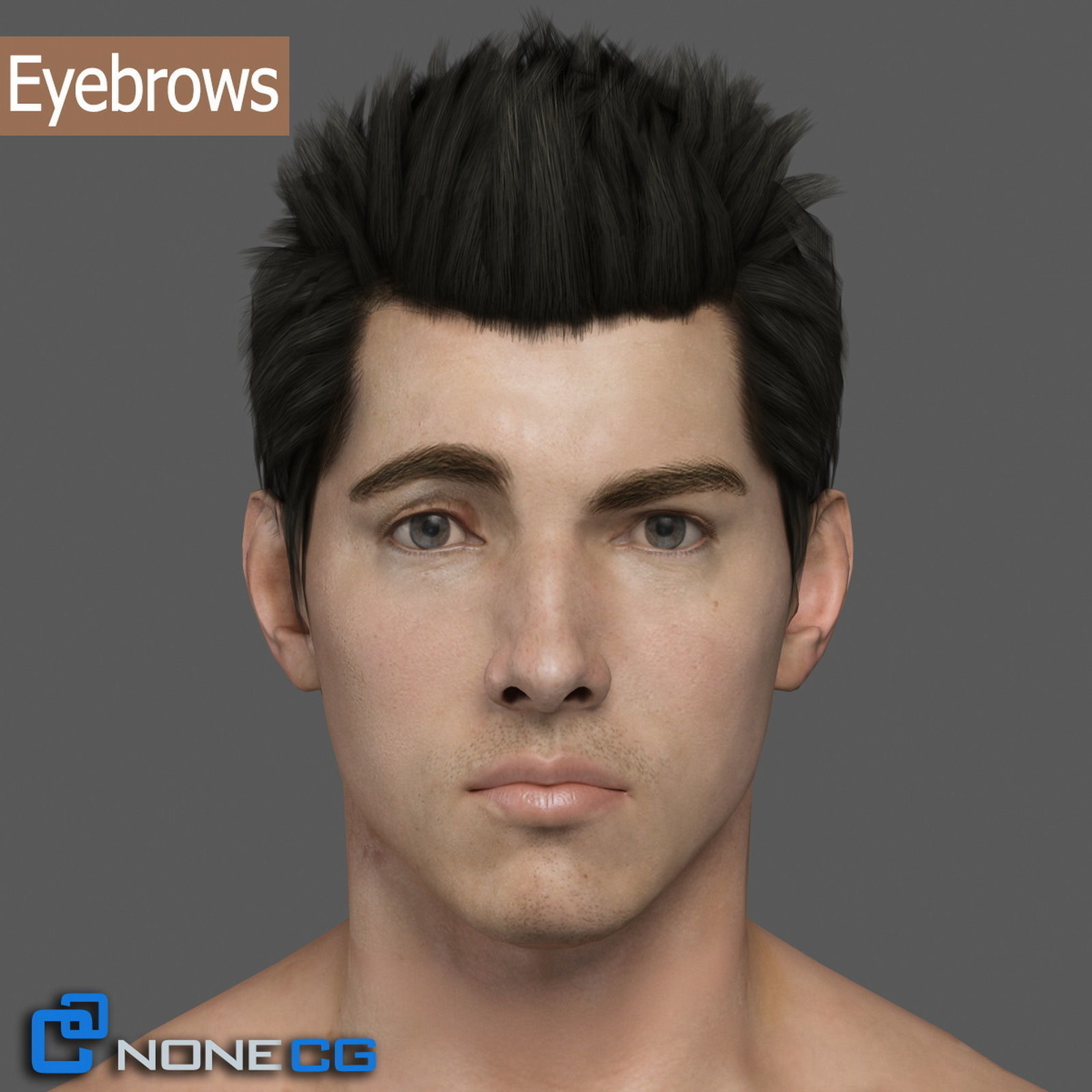 Adult Male Head Rigged 3D model_5