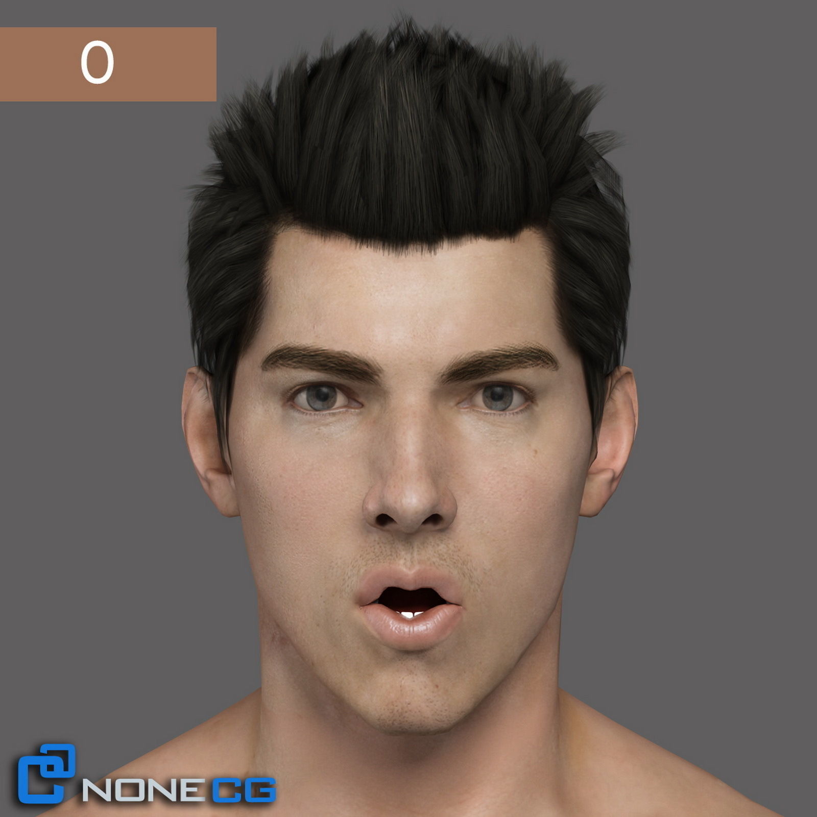 Adult Male Head Rigged 3D model_14
