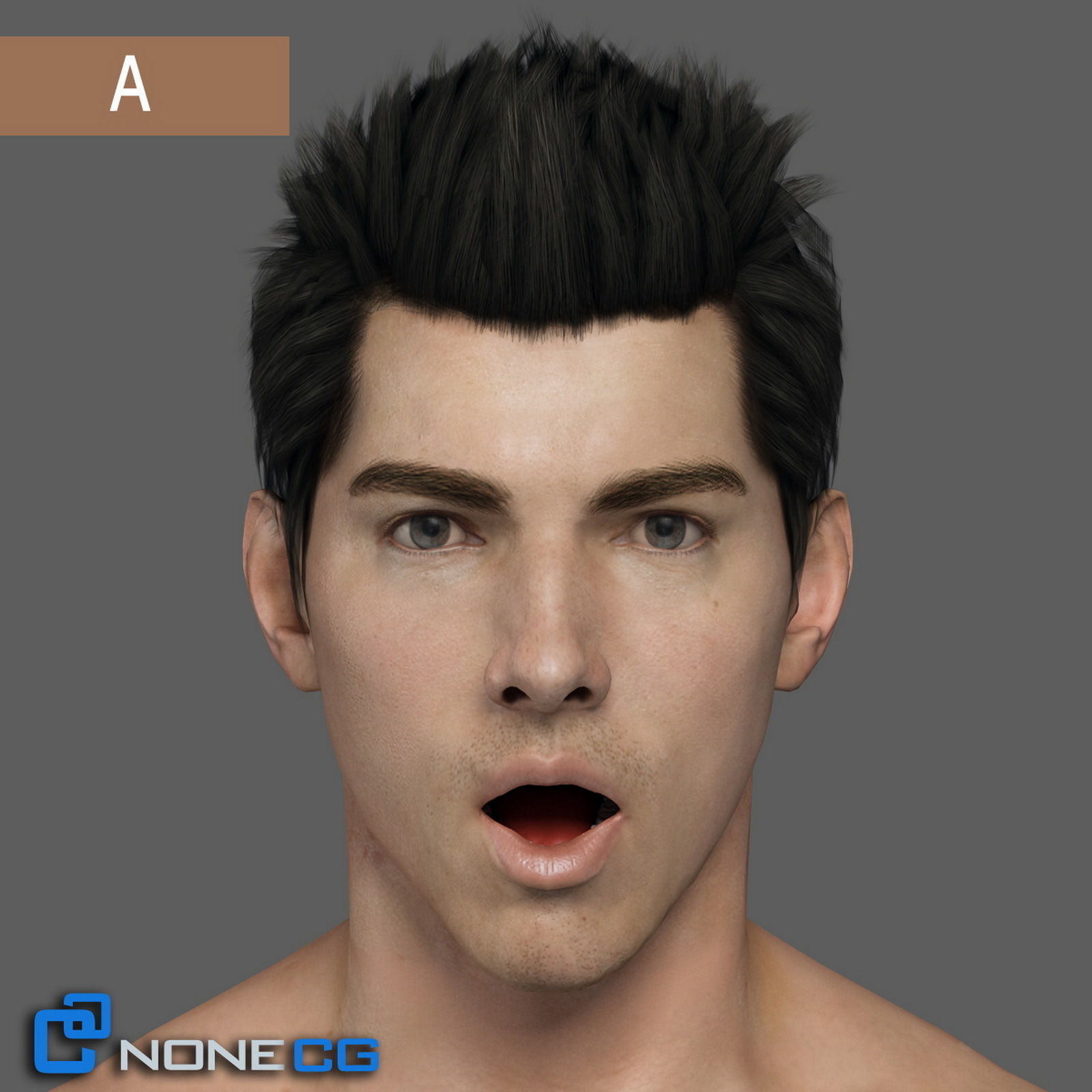 Adult Male Head Rigged 3D model_12