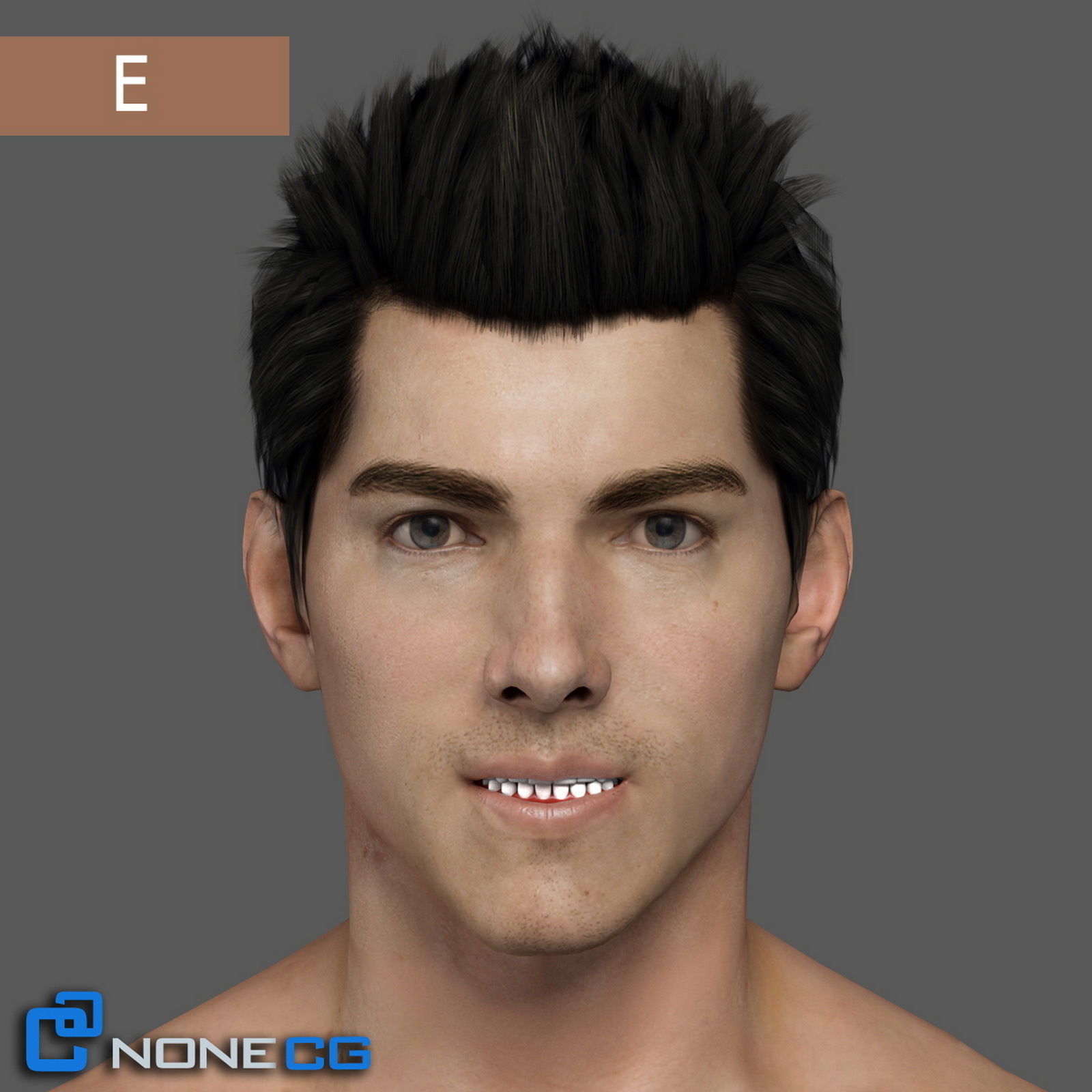 Adult Male Head Rigged 3D model_13