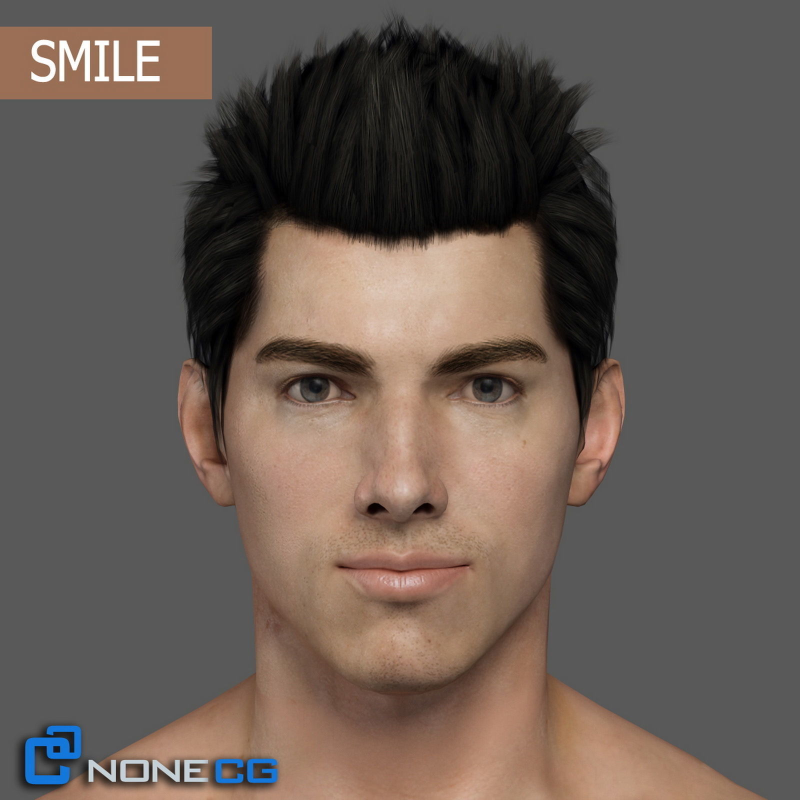 Adult Male Head Rigged 3D model_1