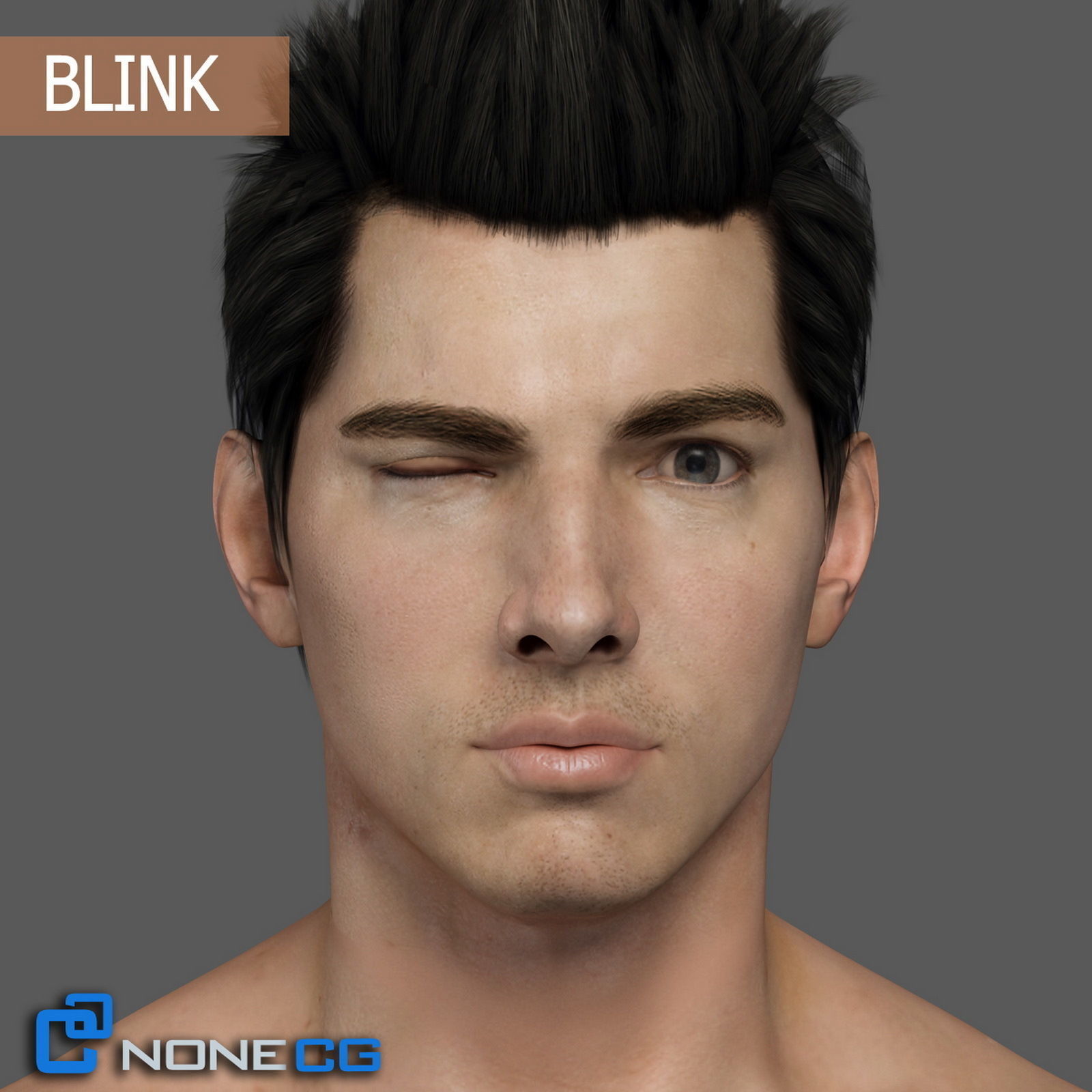 Adult Male Head Rigged 3D model_7