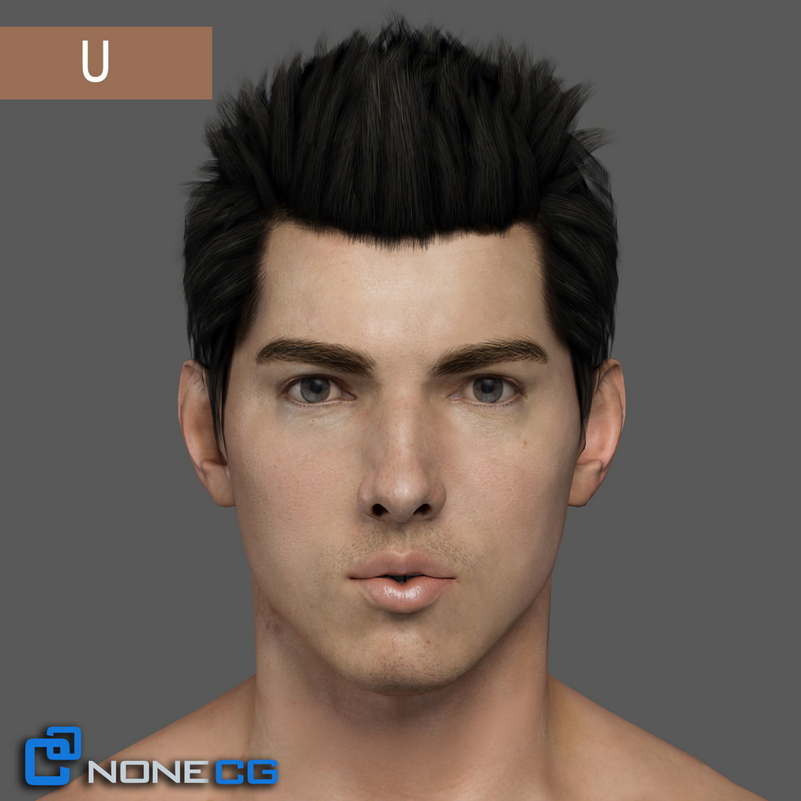 Adult Male Head Rigged 3D model_16