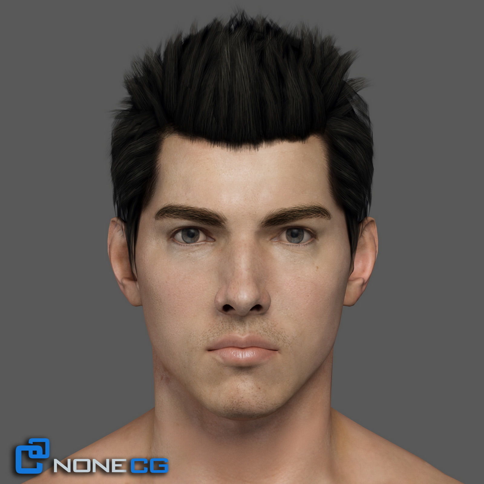 Adult Male Head Rigged 3D model_10