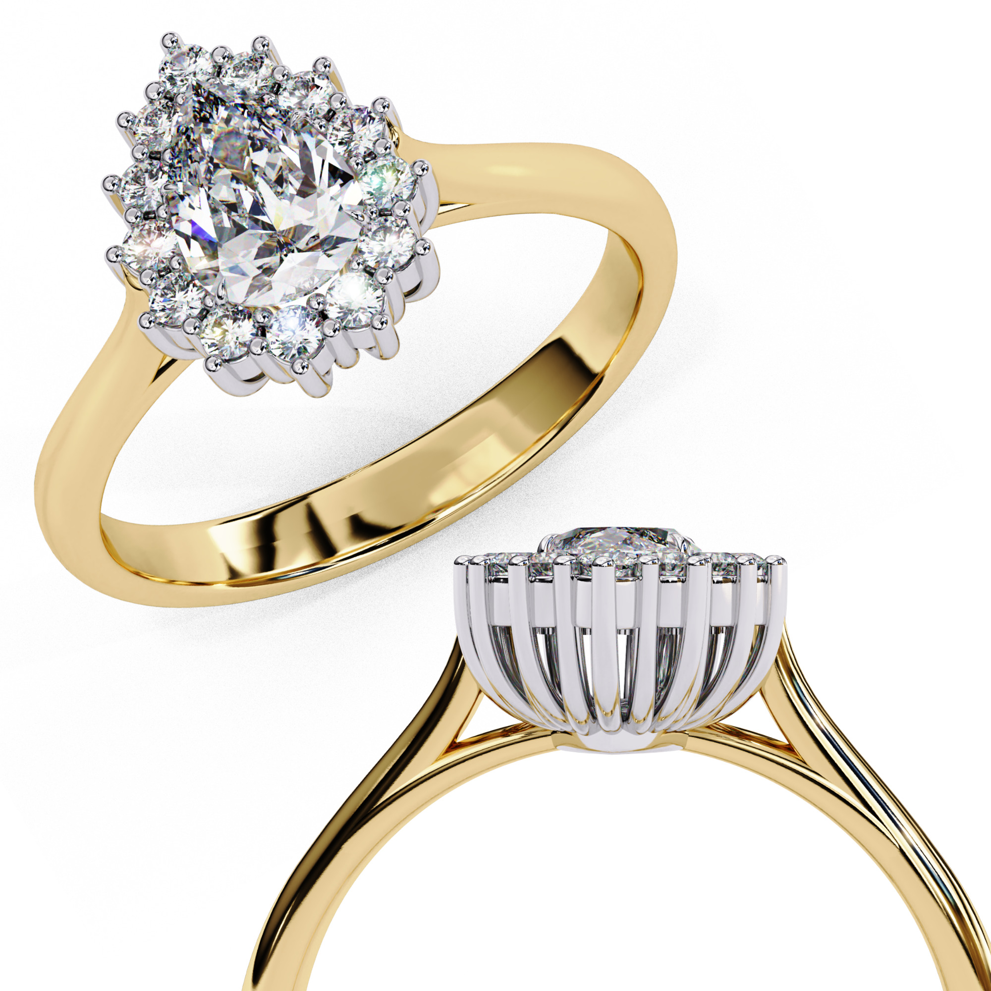 PEAR DIAMOND RING -CAD-035 3D model_12