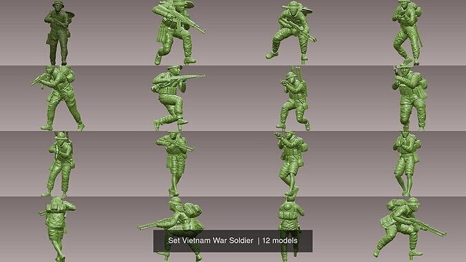 Set Vietnam War Soldier  3D Model Collection