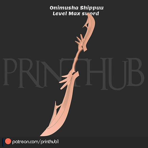 Shippuu Sword Level Max  Onimusha Fan Art  Cosplay Prop STL File 3D print model