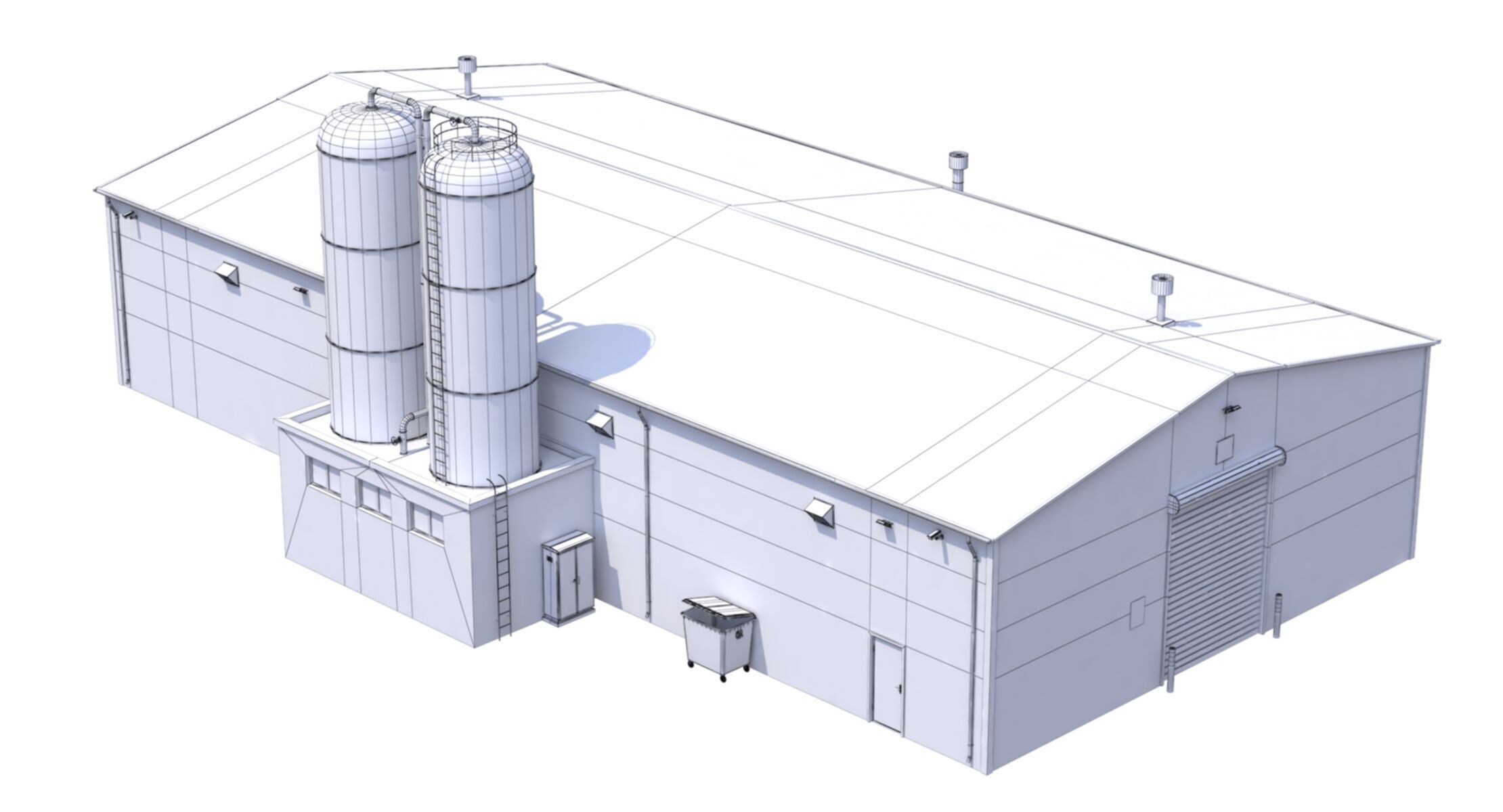 Industrial Building 6 Blue Low-poly 3D model_12