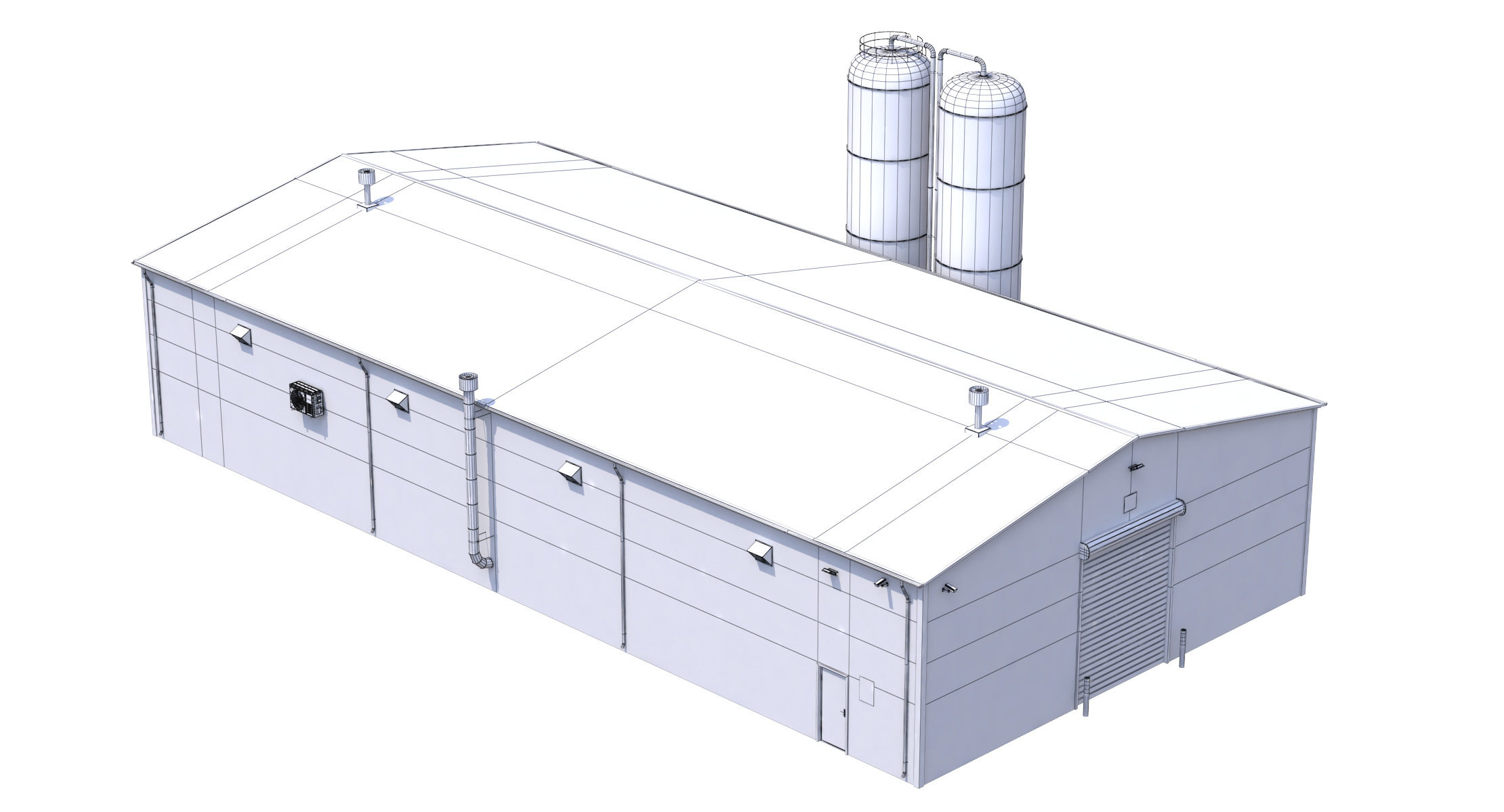 Industrial Building 6 Blue Low-poly 3D model_11