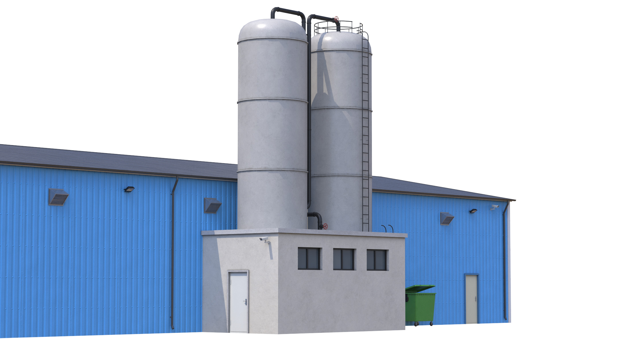 Industrial Building 6 Blue Low-poly 3D model_10