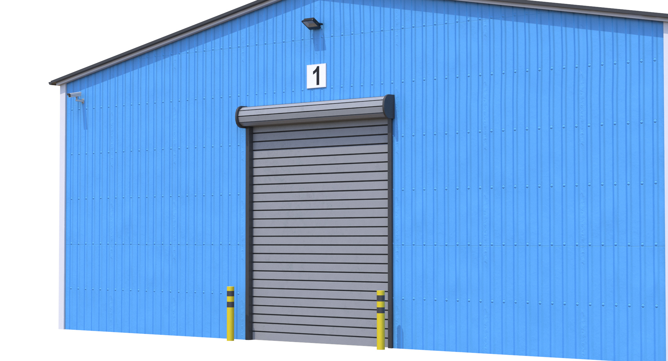 Industrial Building 6 Blue Low-poly 3D model_7