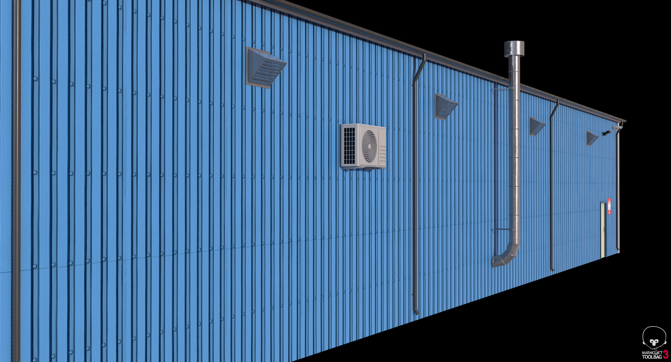 Industrial Building 6 Blue Low-poly 3D model_18