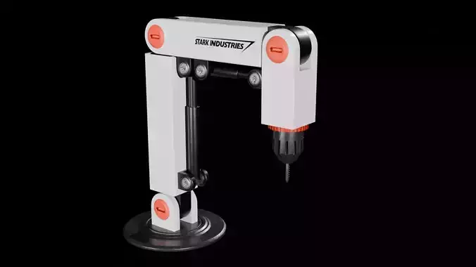 Realistic simple Robotic arm drill head version 3D model