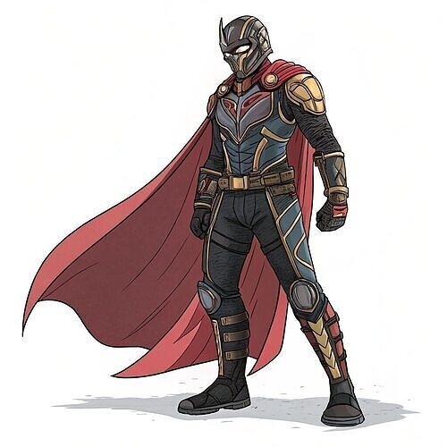  Futuristic Superhero Armor with Cape and Accessories 3D model