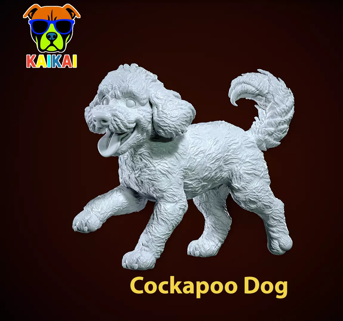 Cockapoo Dog Posing statue - 3D print 3D print model_0