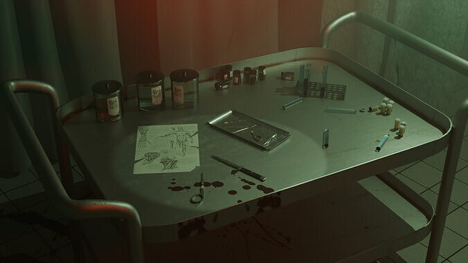 Abandoned Surgery Room Horror Asset Pack Game Ready Assets Low-poly 3D model