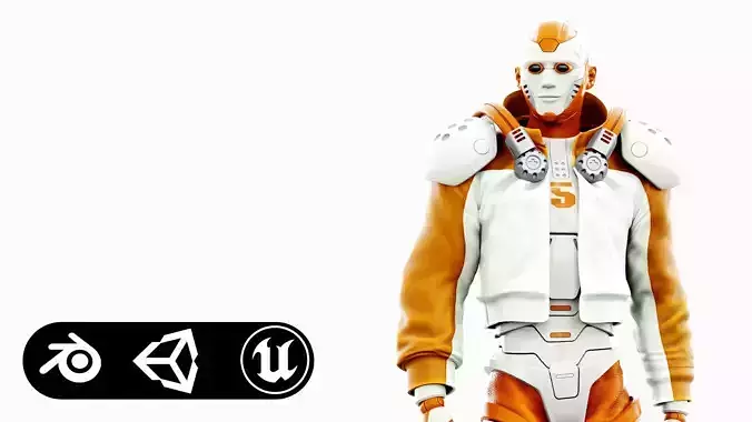 CYBORGTOPIA B-4  Rigged for Unreal Engine - Unity - MIXAMO