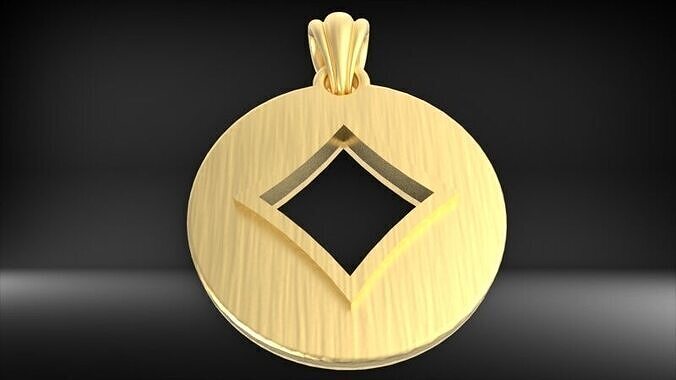 Diamond playing card  round pendant with bail Jewelry 3D print model