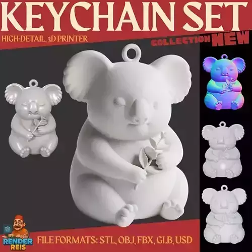 Cute Sleeping Koala Keychain