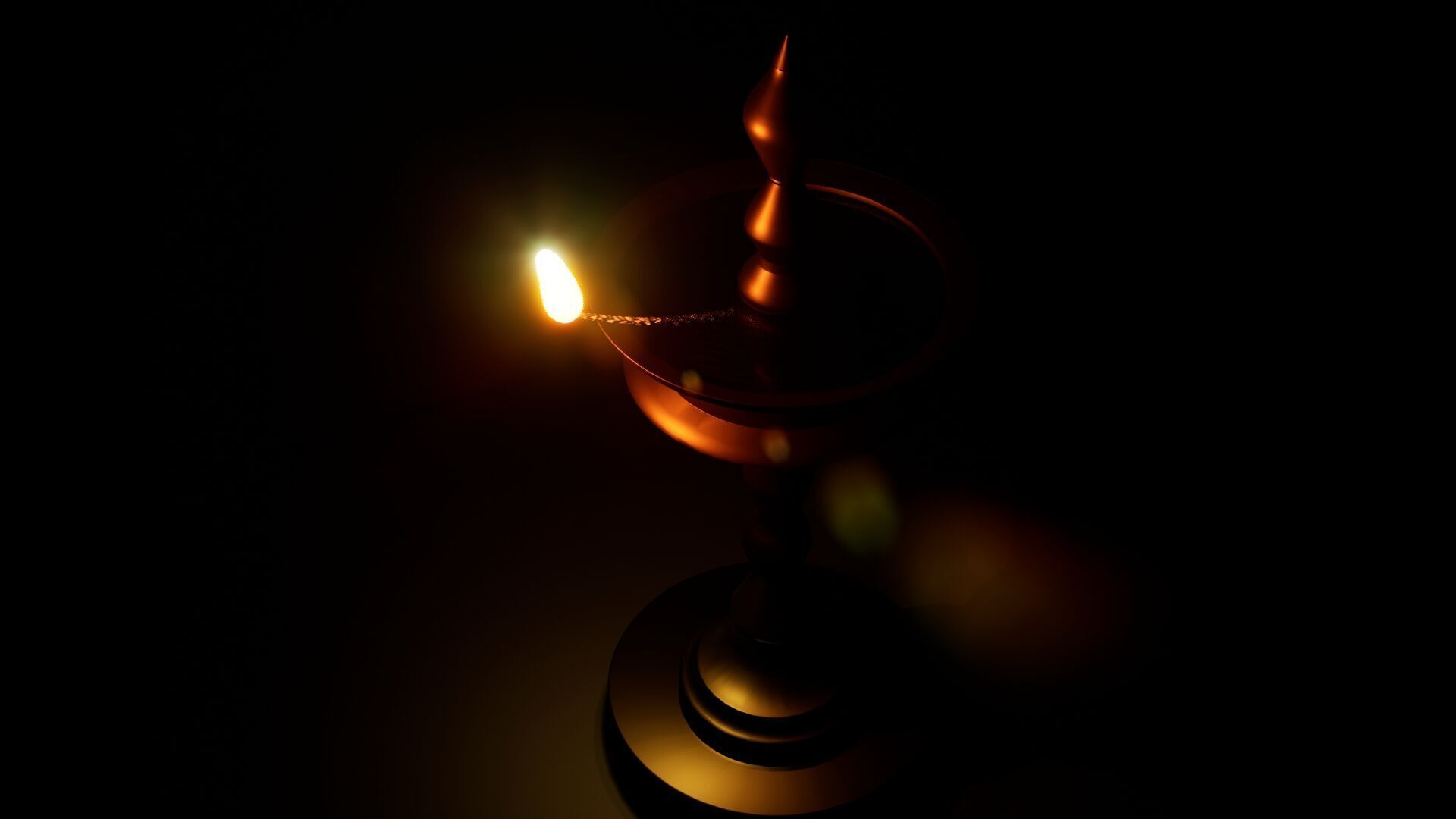 Indian Traditional Lamp 3D Single Flame animation for Blender UE 3D model_8