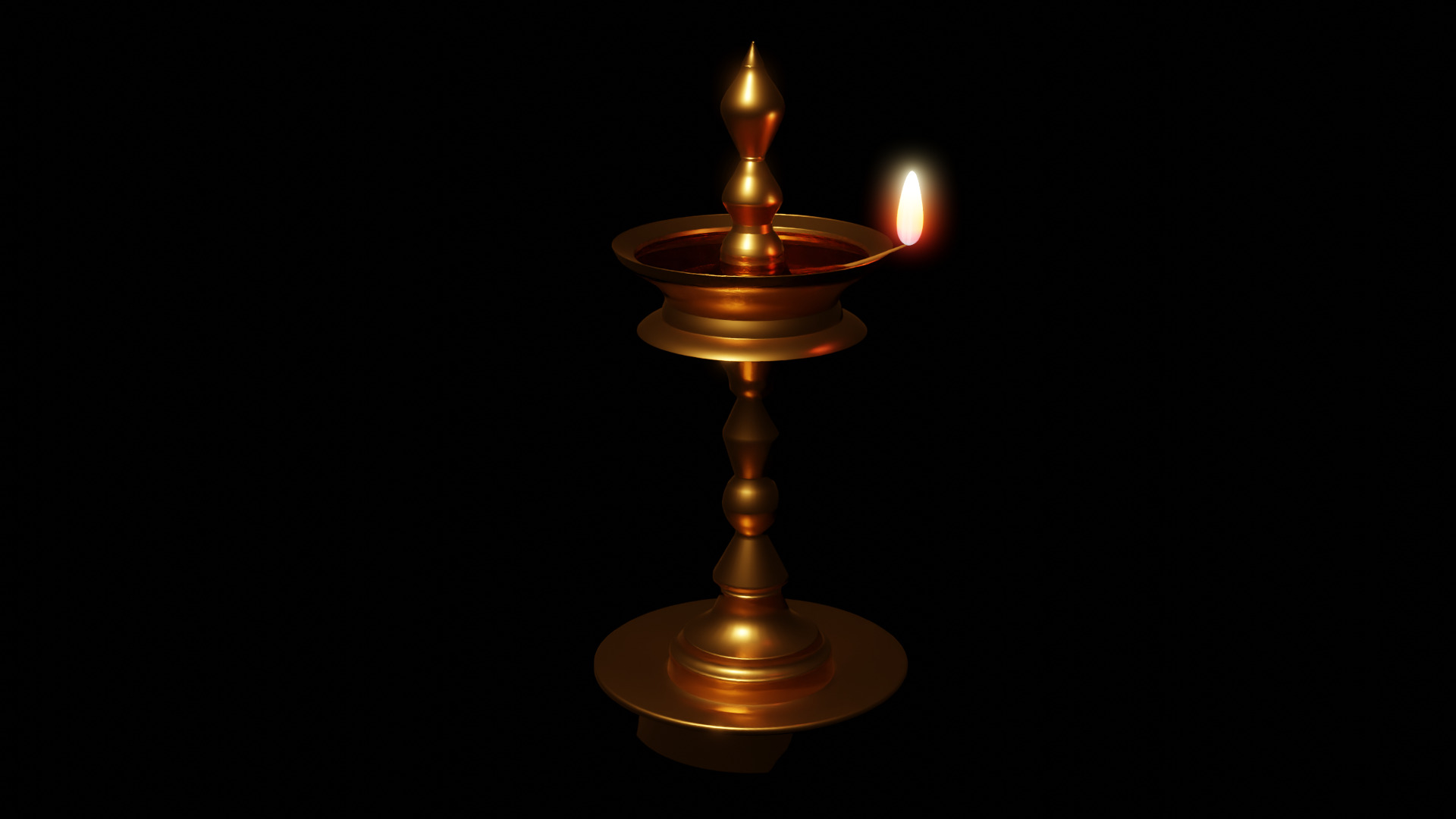 Indian Traditional Lamp 3D Single Flame animation for Blender UE 3D model_3