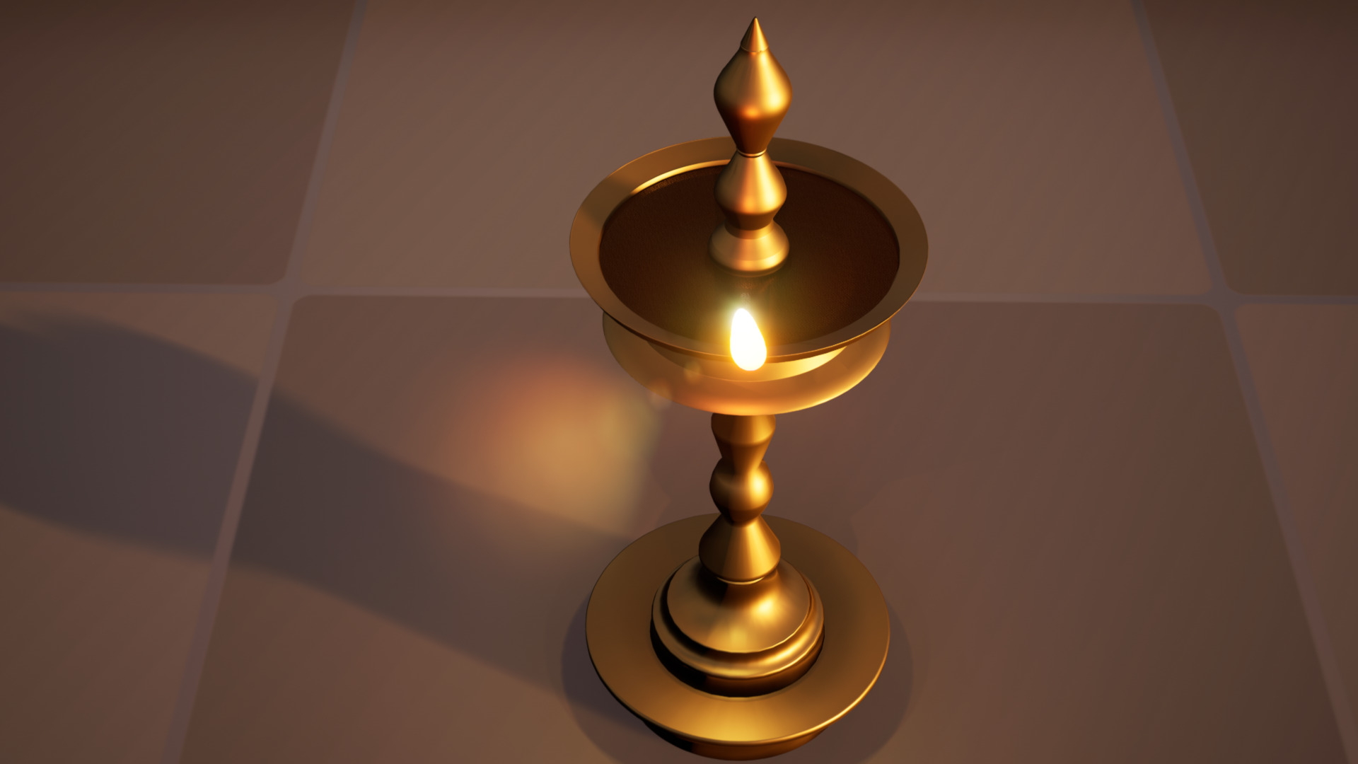 Indian Traditional Lamp 3D Single Flame animation for Blender UE 3D model_13