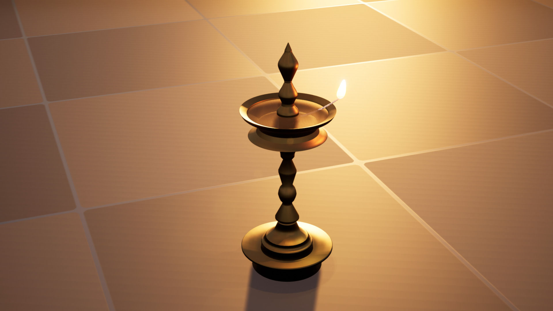 Indian Traditional Lamp 3D Single Flame animation for Blender UE 3D model_7
