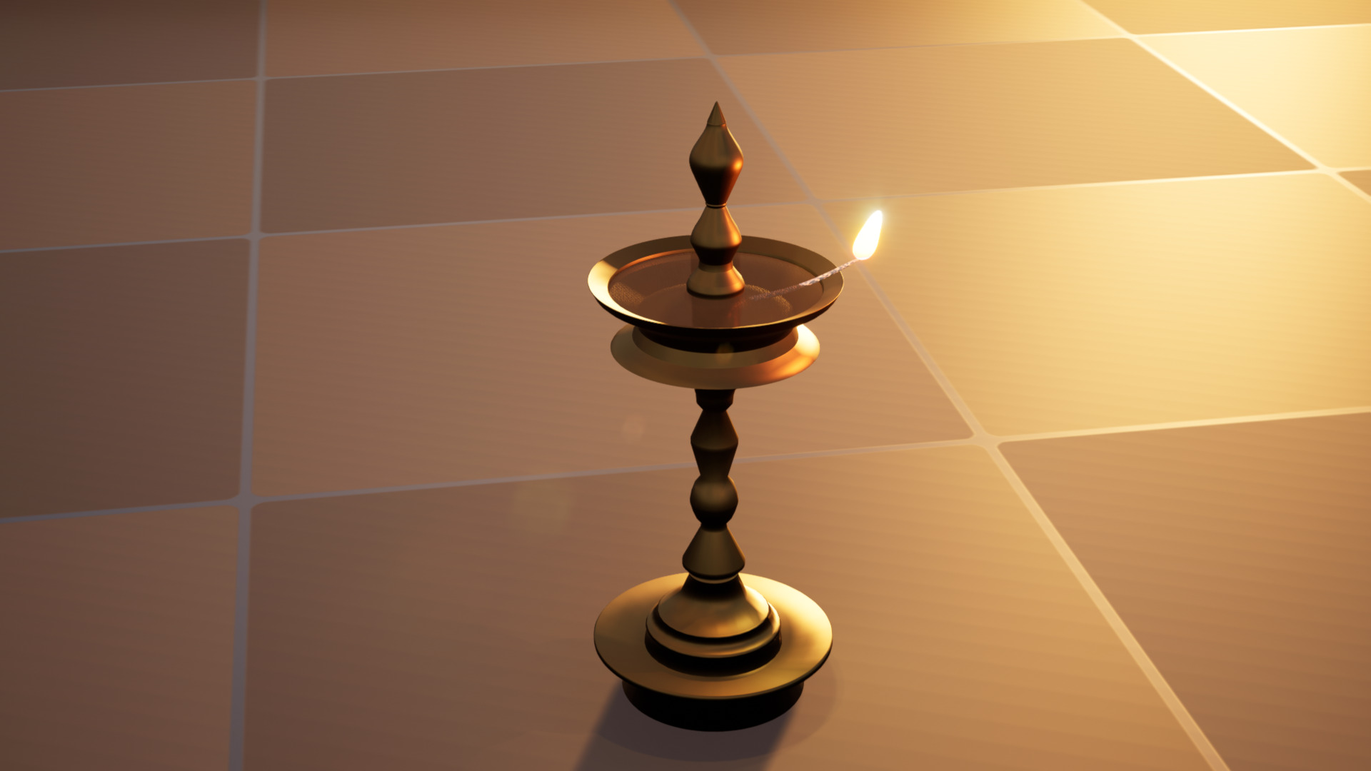 Indian Traditional Lamp 3D Single Flame animation for Blender UE 3D model_14
