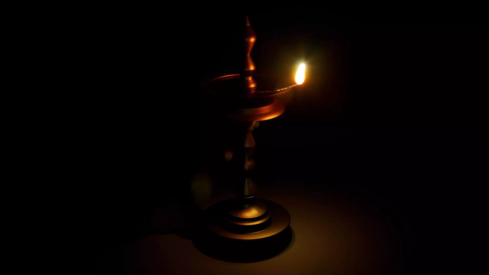 Indian Traditional Lamp 3D Single Flame animation for Blender UE 3D model_0