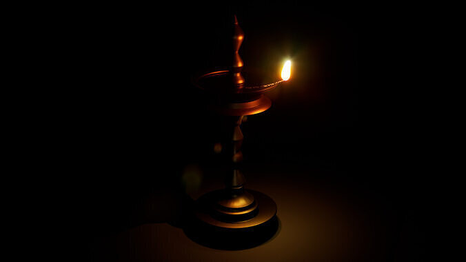Indian Traditional Lamp 3D Single Flame animation for Blender UE 3D model