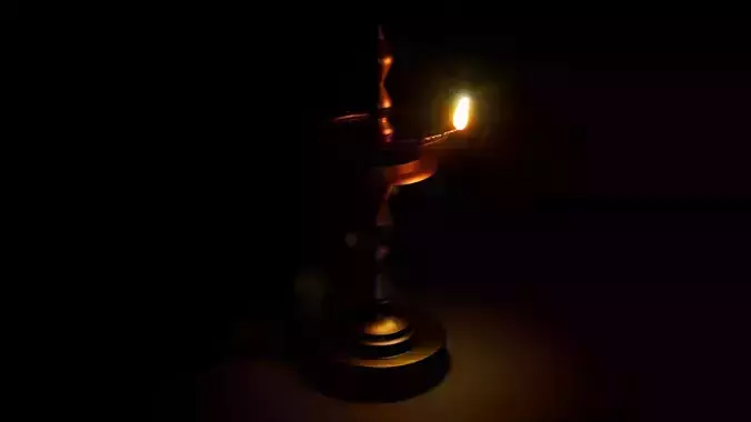 Indian Traditional Lamp 3D Single Flame animation for Blender UE