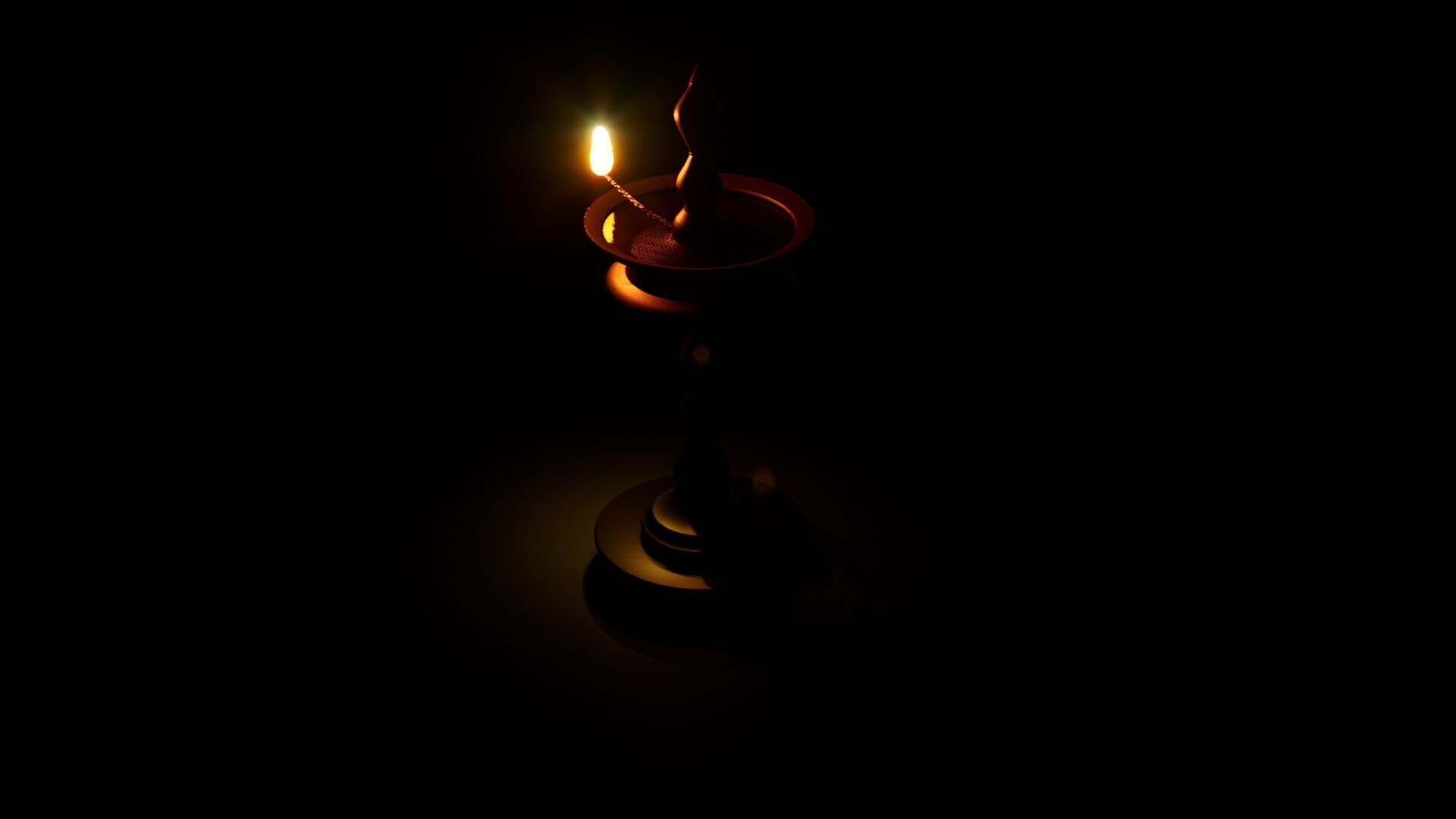 Indian Traditional Lamp 3D Single Flame animation for Blender UE 3D model_6