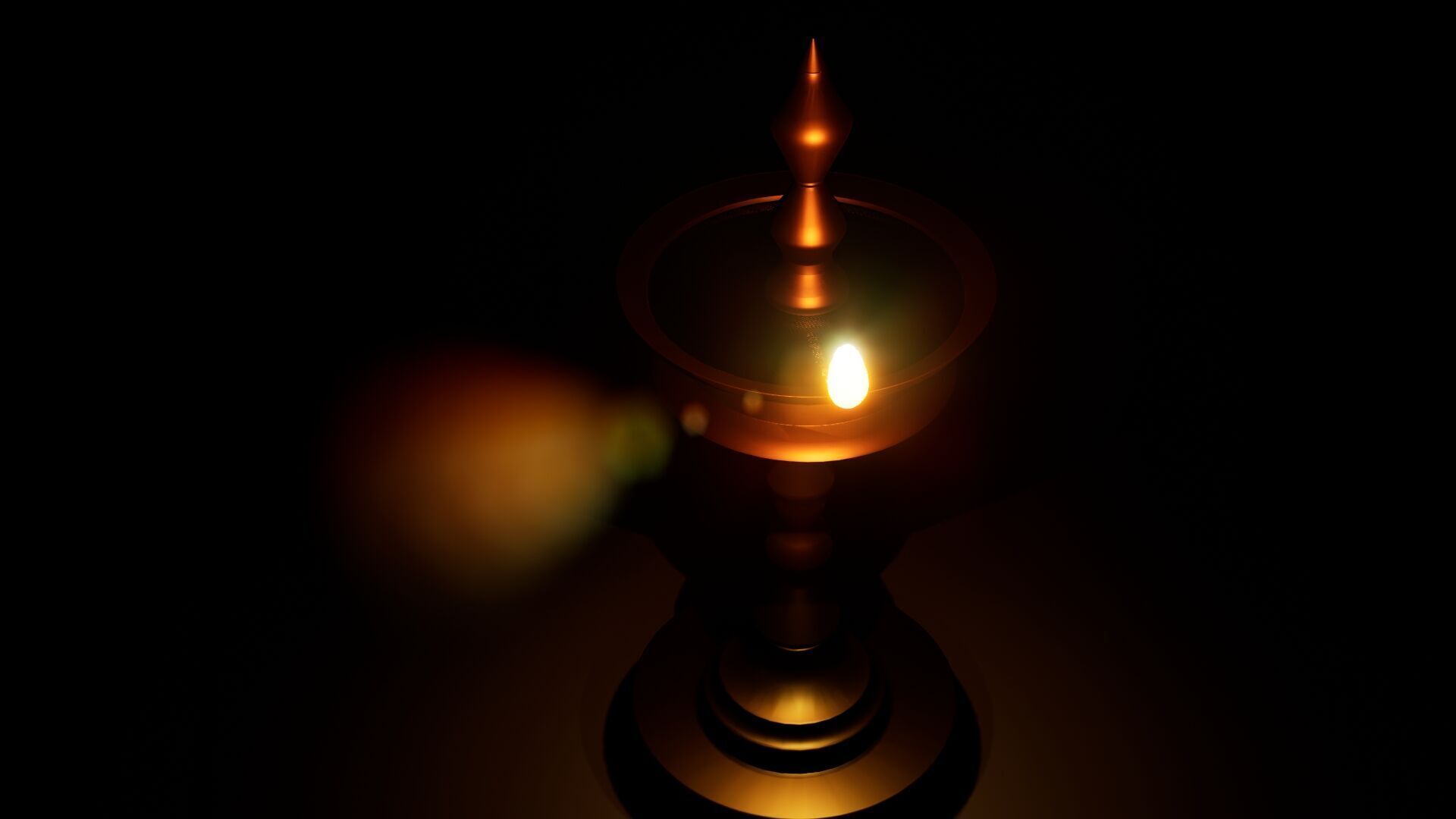Indian Traditional Lamp 3D Single Flame animation for Blender UE 3D model_5