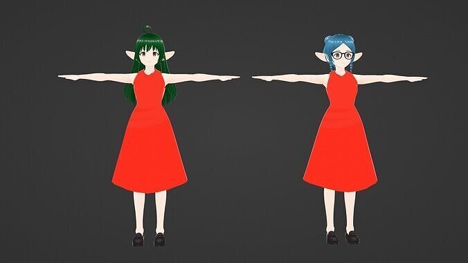Pack of 2 Stylized Witch Watch VRChat Ready Low-Poly 3D Models Low-poly 3D model