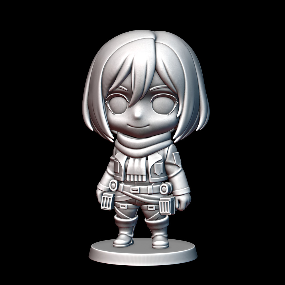 Chibi Mikasa 3D print model_1