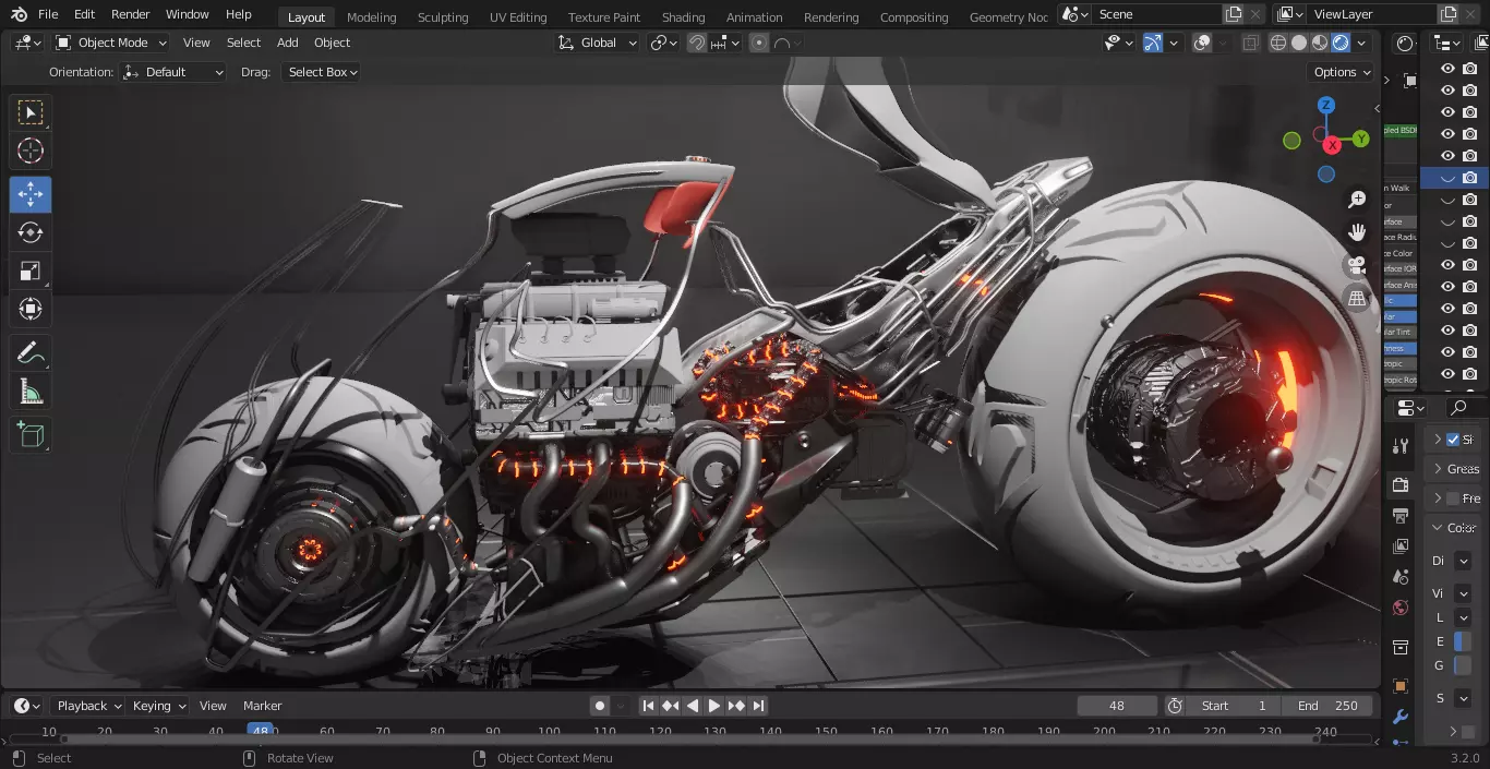 SCI-FI POWERBIKE Low-poly 3D model_8