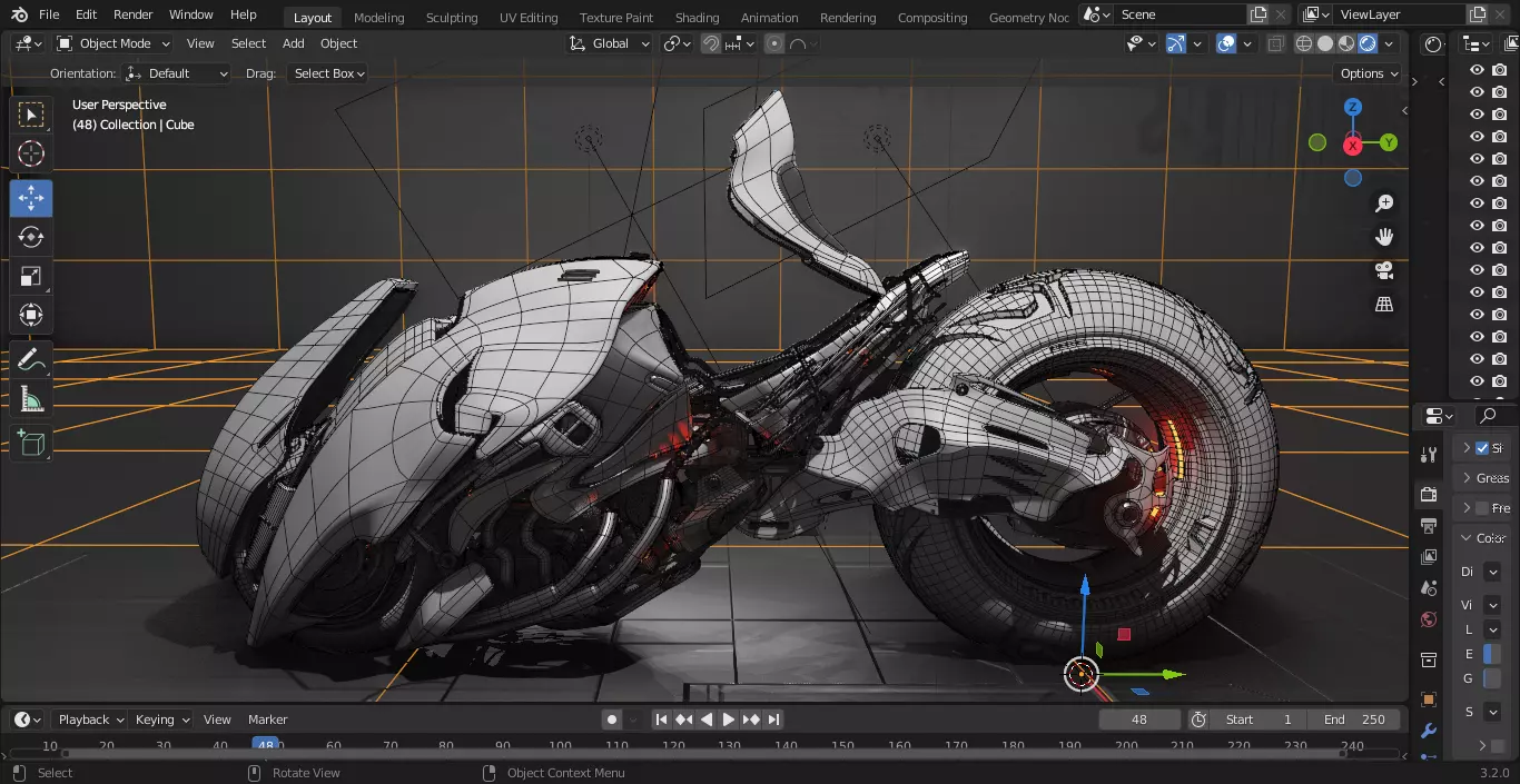 SCI-FI POWERBIKE Low-poly 3D model_7