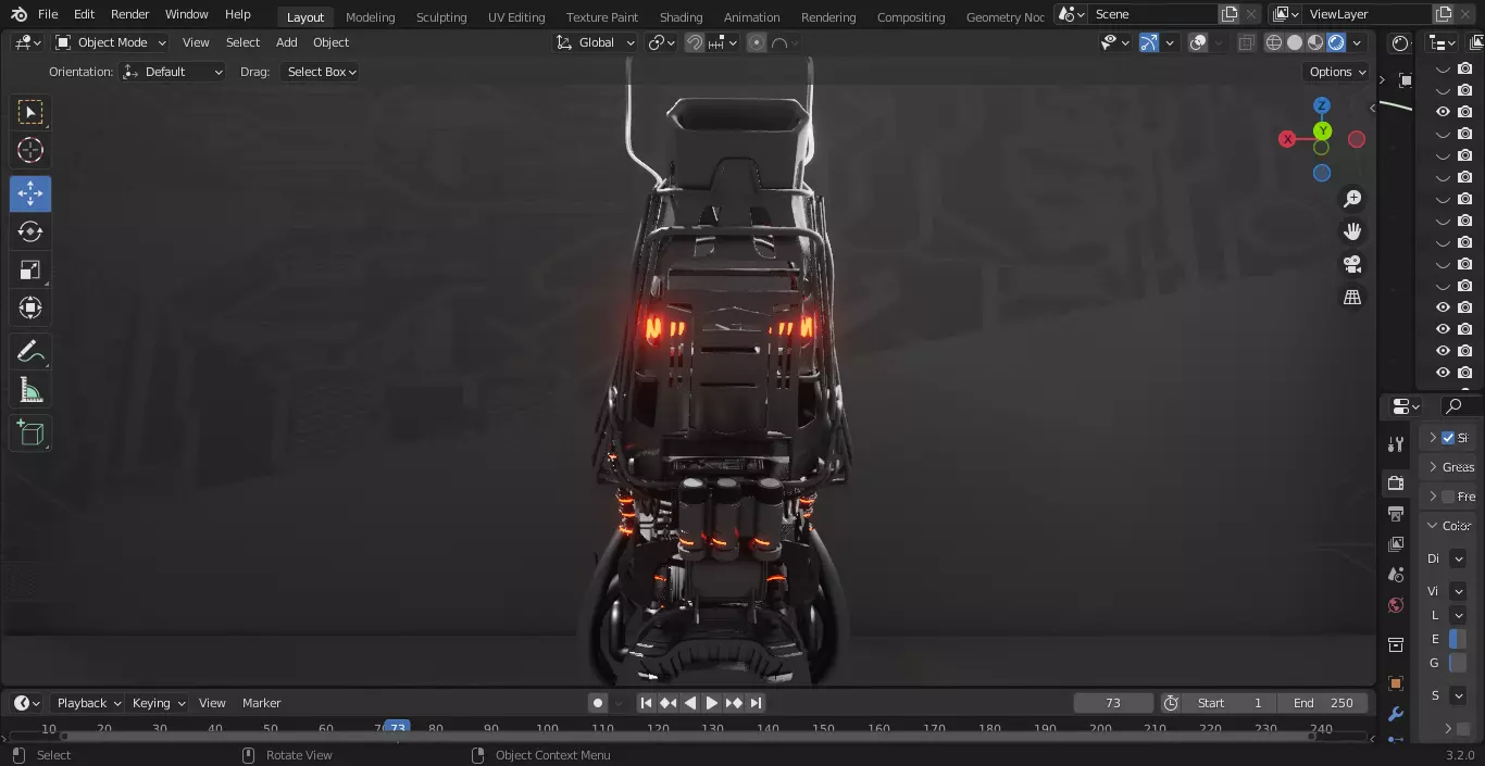 SCI-FI POWERBIKE Low-poly 3D model_10