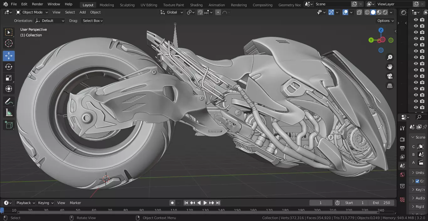 SCI-FI POWERBIKE Low-poly 3D model_3