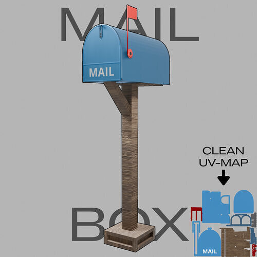 Low-Poly Mailbox Game Ready Asset Low-poly 3D model