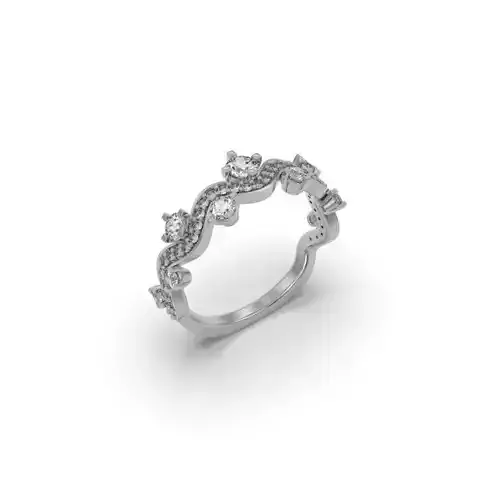 Diamond waves ring - 7 sizes - AN-650-CRAV