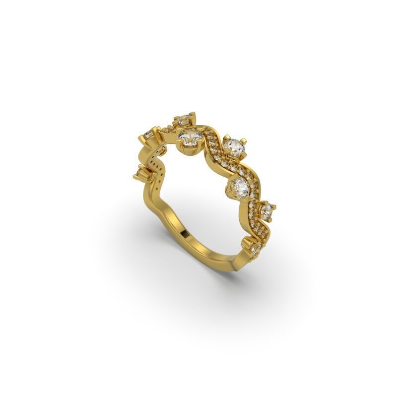 Diamond waves ring - 7 sizes - AN-650-CRAV 3D print model_9