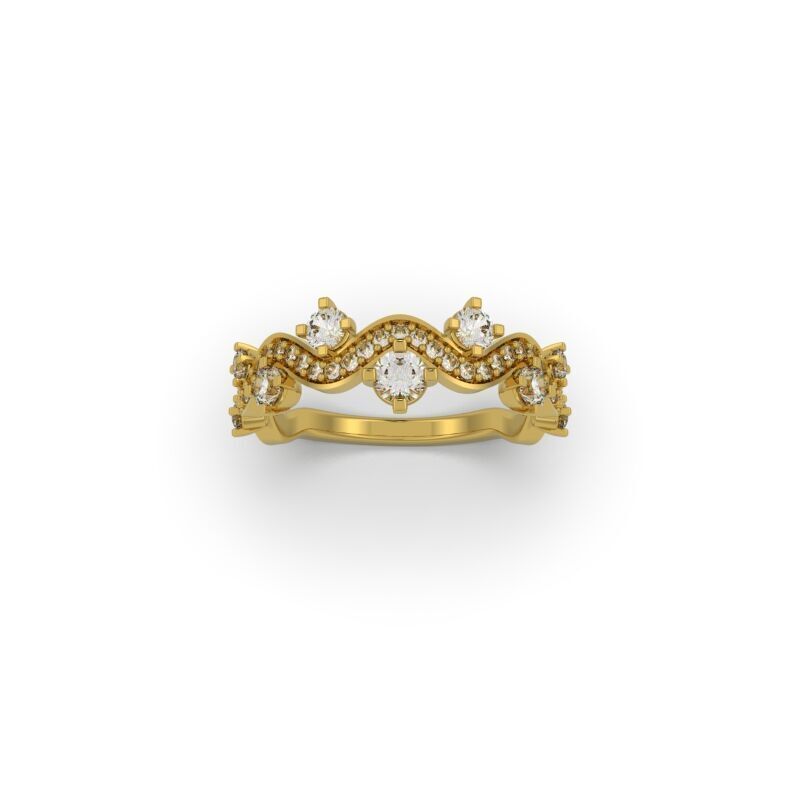 Diamond waves ring - 7 sizes - AN-650-CRAV 3D print model_8