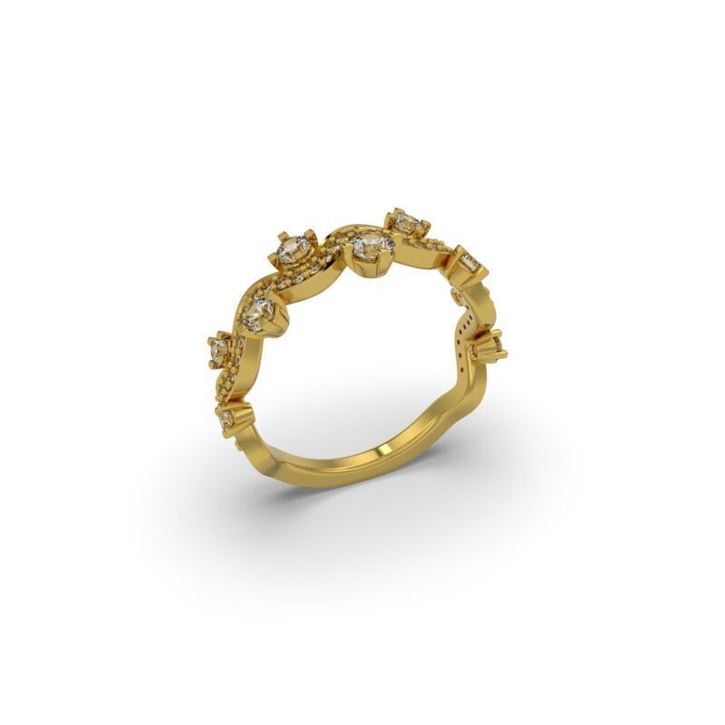 Diamond waves ring - 7 sizes - AN-650-CRAV 3D print model_10