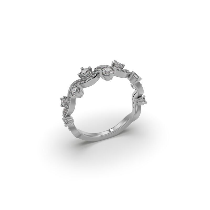 Diamond waves ring - 7 sizes - AN-650-CRAV 3D print model_5