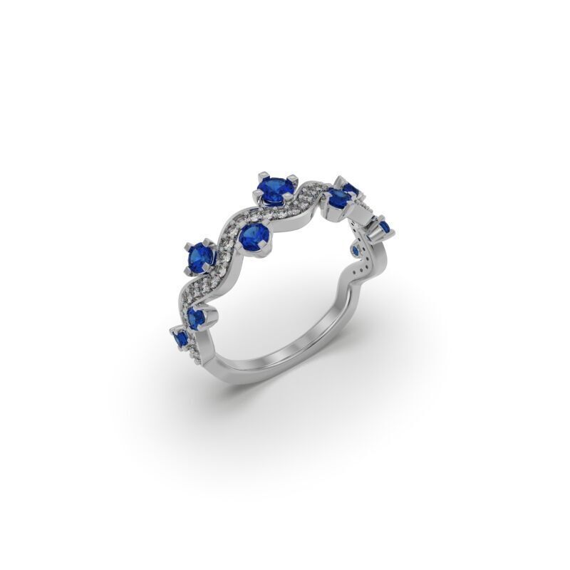 Diamond waves ring - 7 sizes - AN-650-CRAV 3D print model_13